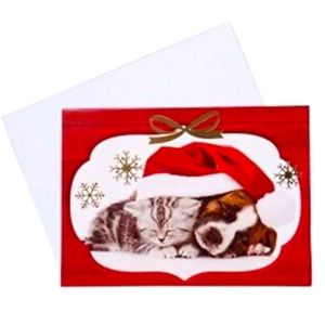 Christmas House Window Box Puppy Kitten Christmas Cuddle Greeting Cards, 12 ct